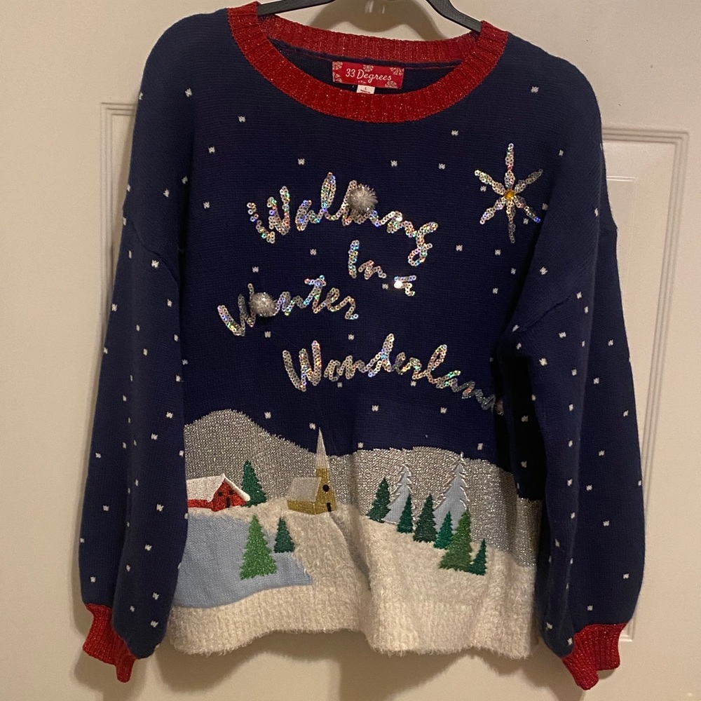 32 Degrees Women's Navy Winter Wonderland Sweater